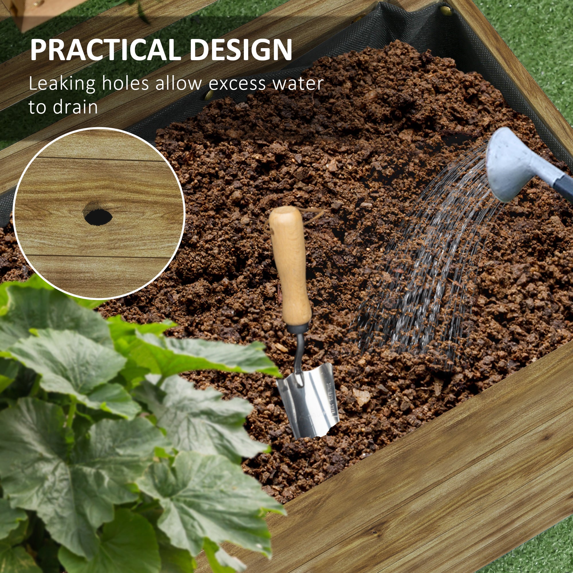 Outsunny Garden Wooden Trellis Planter Box Raised Bed w/ 4 Wheels, Natural - Raised Beds from Outsunny