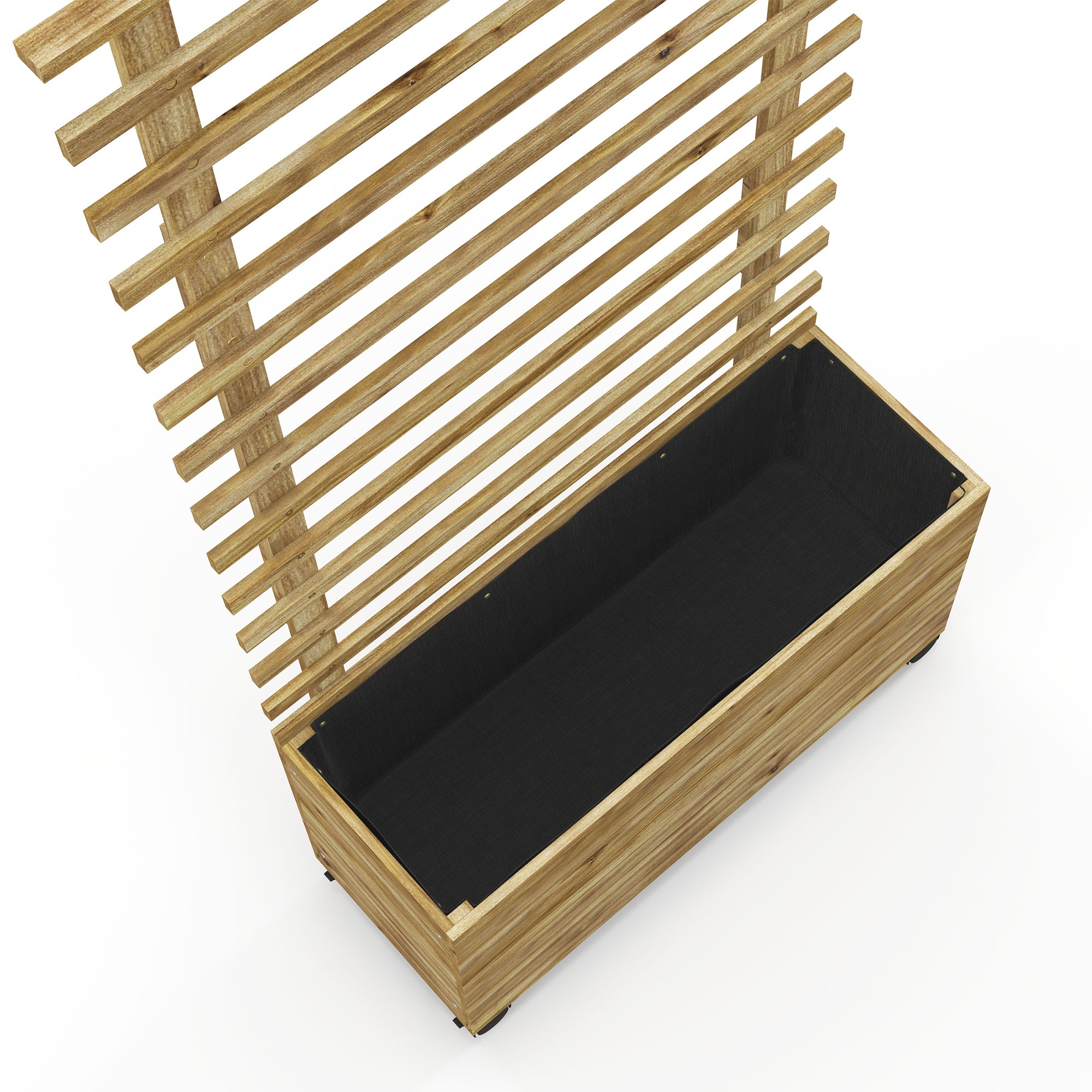 Outsunny Garden Wooden Trellis Planter Box Raised Bed w/ 4 Wheels, Natural - Raised Beds from Outsunny