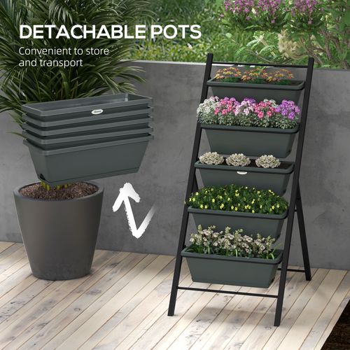Outsunny Indoor Outdoor Vertical Raised Garden Bed with 5 Removable Tray - Home Symphony