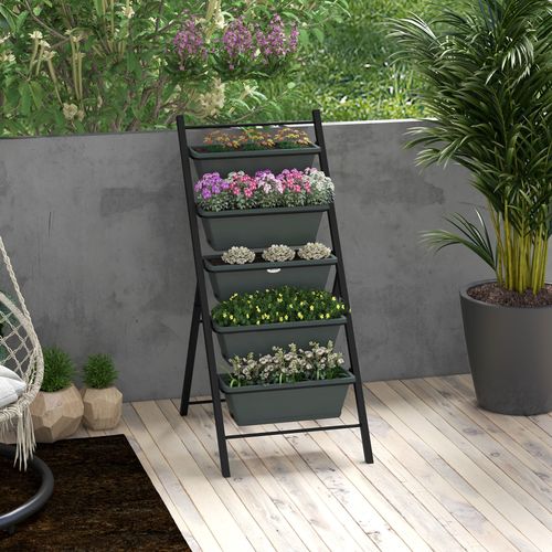 Outsunny Indoor Outdoor Vertical Raised Garden Bed with 5 Removable Tray - Home Symphony