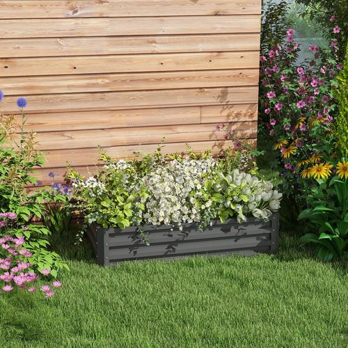 Outsunny Raised Garden Bed Elevated Planter Box for Flowers Light Grey - Home Symphony