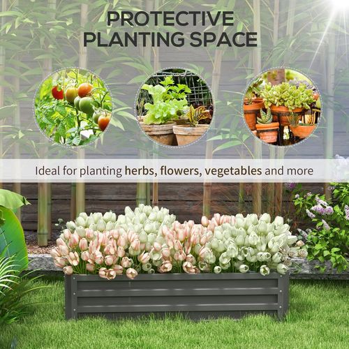 Outsunny Raised Garden Bed Elevated Planter Box for Flowers Light Grey - Home Symphony