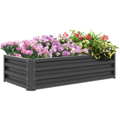 Outsunny Raised Garden Bed Elevated Planter Box for Flowers Light Grey - Home Symphony