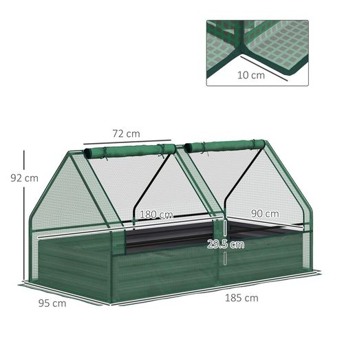 Outsunny Raised Garden Bed Planter Box with Greenhouse, Green and Dark Grey - Home Symphony
