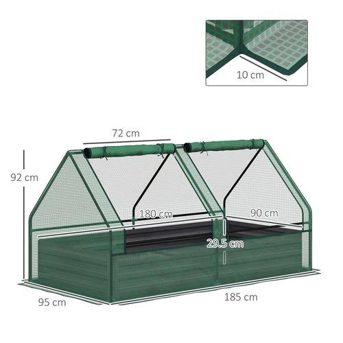Outsunny Raised Garden Bed Planter Box with Greenhouse, Green and Dark Grey by Outsunny