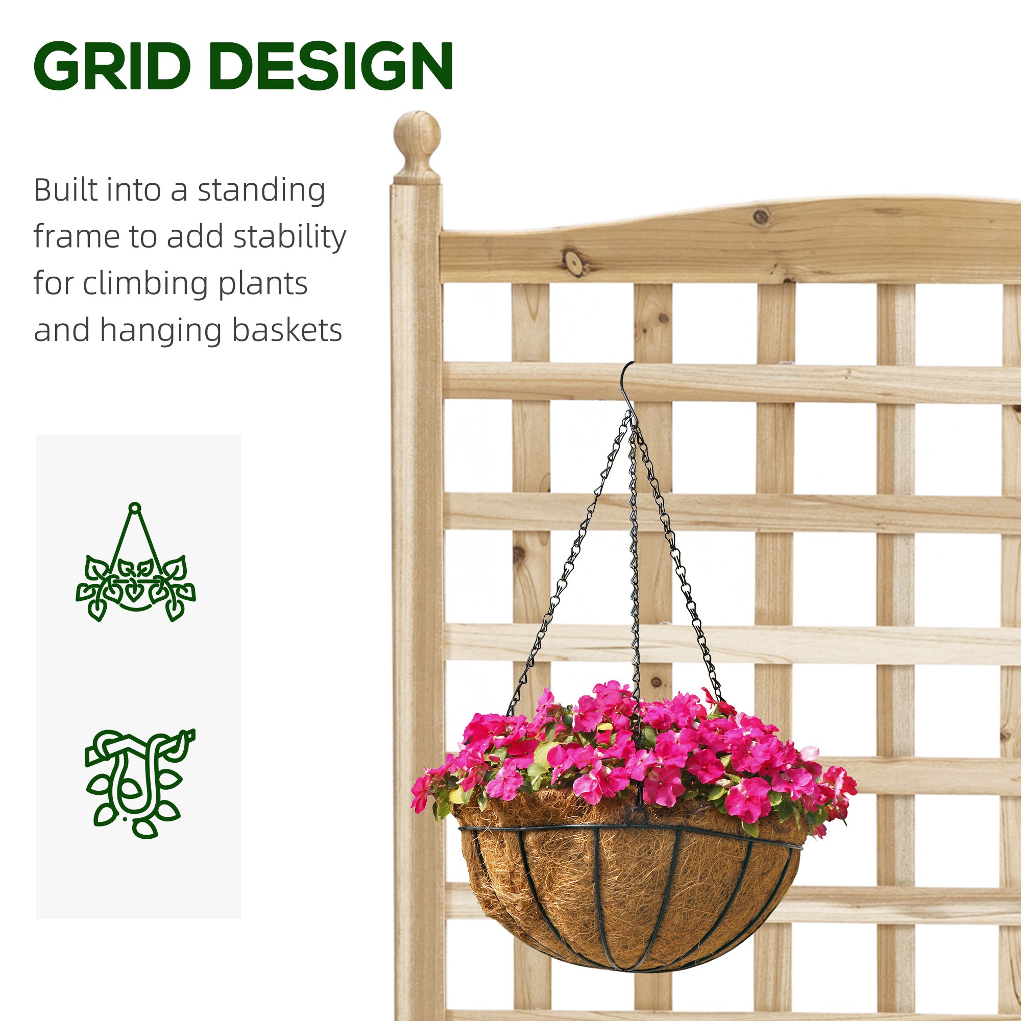 Outsunny Raised Garden Bed with Trellis Garden Planters Indoor Outdoor Natural - Home Symphony