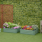 Outsunny Outsunny Set of 2 Raised Garden Bed Galvanised Planter Box Easy Setup Green - Raised Beds