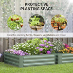 Outsunny Outsunny Set of 2 Raised Garden Bed Galvanised Planter Box Easy Setup Green - Raised Beds