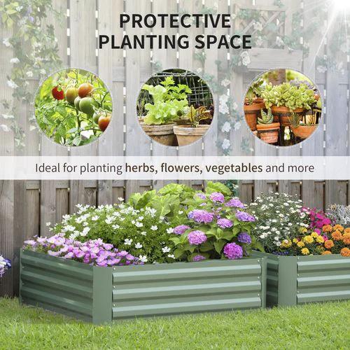 Outsunny Outsunny Set of 2 Raised Garden Bed Galvanised Planter Box Easy Setup Green - Raised Beds