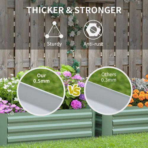 Outsunny Outsunny Set of 2 Raised Garden Bed Galvanised Planter Box Easy Setup Green - Raised Beds