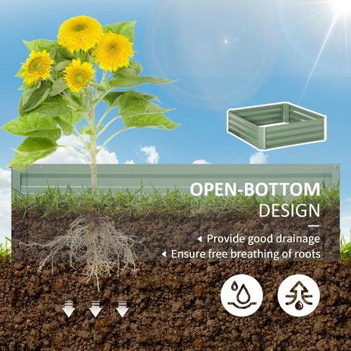 Outsunny Outsunny Set of 2 Raised Garden Bed Galvanised Planter Box Easy Setup Green - Raised Beds