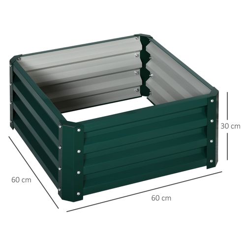 Outsunny Set of 2 Raised Garden Bed Galvanised Planter Box Easy Setup Green - Raised Beds from Outsunny