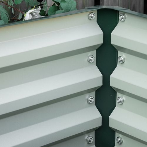 Outsunny Set of 2 Raised Garden Bed Galvanised Planter Box Easy Setup Green - Raised Beds from Outsunny