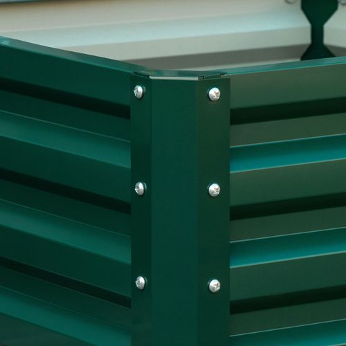 Outsunny Set of 2 Raised Garden Bed Galvanised Planter Box Easy Setup Green - Raised Beds from Outsunny