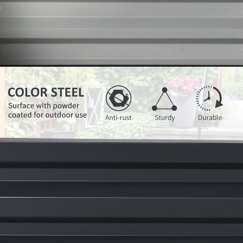 Outsunny Set of 2 Raised Garden Bed Galvanised Planter Box Easy Setup Grey - Home Symphony