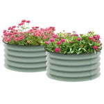 Outsunny Set of 2 Raised Garden Bed Metal Planter Box with Safety Edging, Green by Outsunny