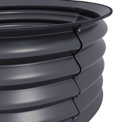 Outsunny Set of 2 Raised Garden Bed Metal Planter Box with Safety Edging, Grey - Raised Beds from Outsunny