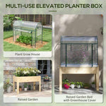 Outsunny Outsunny Wooden Raised Planter, Garden Bed with Greenhouse Cover and Bed Liner - Raised Beds
