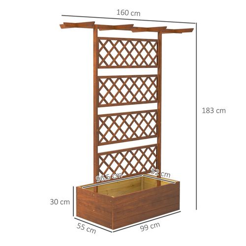Outsunny Wooden Trellis Planter, Raised Garden Bed for Climbing Plants, Orange - Home Symphony