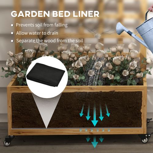 Outsunny Wooden Trellis Planter, Raised Garden Bed with Wheels and Bed Liner - Home Symphony