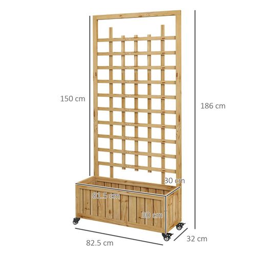 Outsunny Wooden Trellis Planter, Raised Garden Bed with Wheels and Bed Liner - Home Symphony