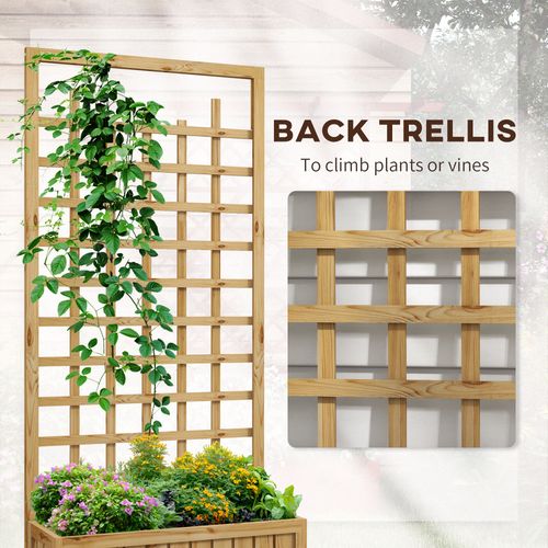Outsunny Wooden Trellis Planter, Raised Garden Bed with Wheels and Bed Liner - Home Symphony