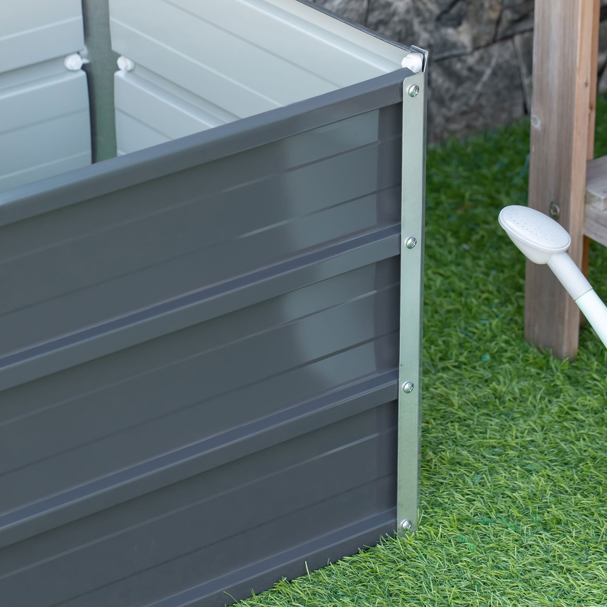 Raised Garden Bed, Elevated Planter Box & Gloves, Grey - Raised Beds from Outsunny
