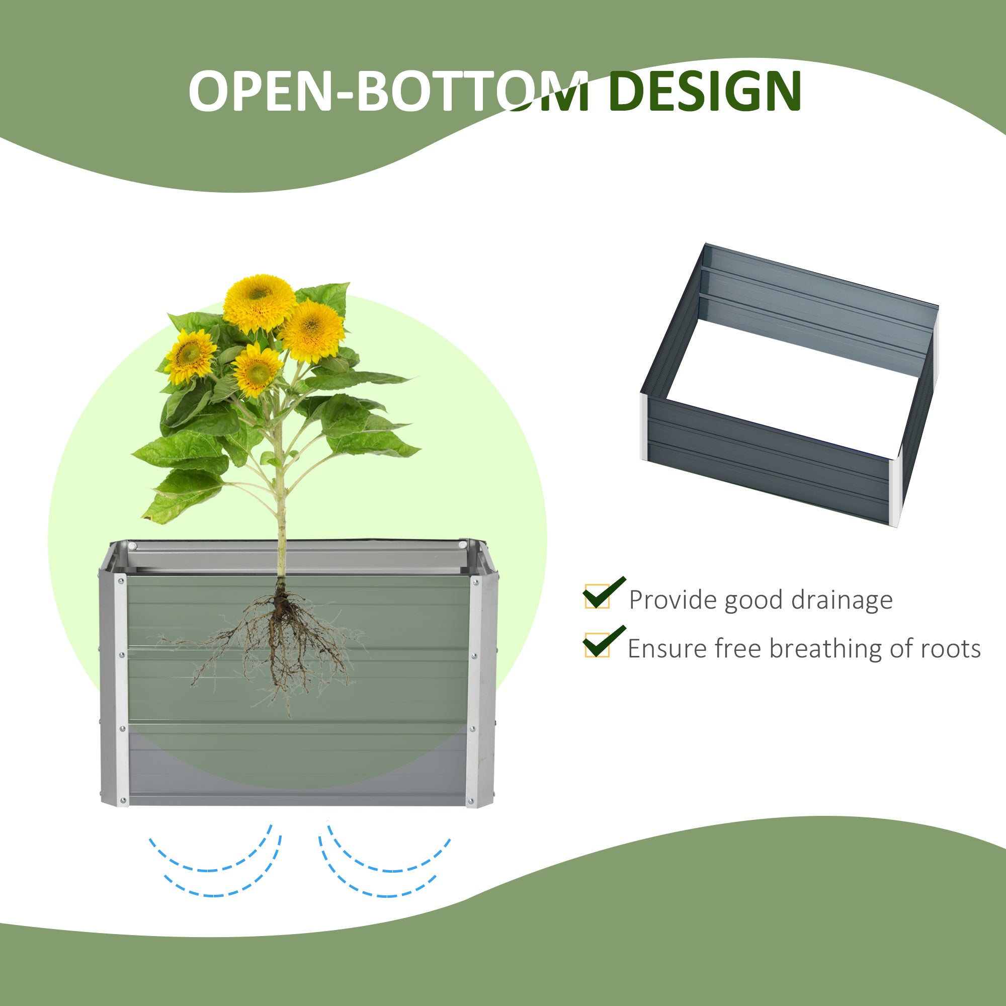 Raised Garden Bed, Elevated Planter Box & Gloves, Grey - Raised Beds from Outsunny