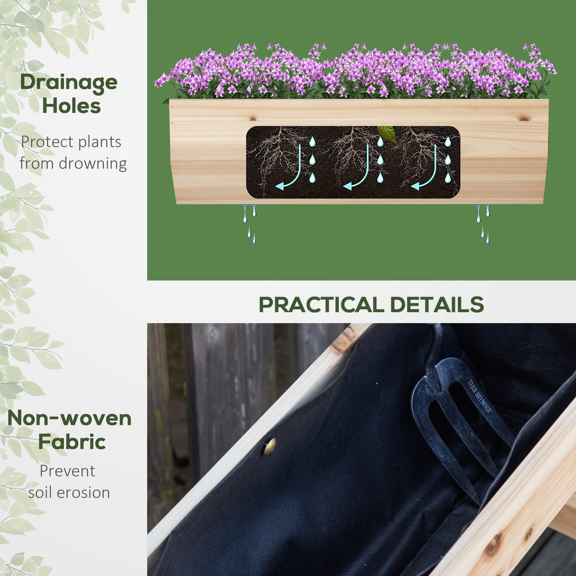 Wood Raised Garden Bed Planter Box with Stand - Home Symphony