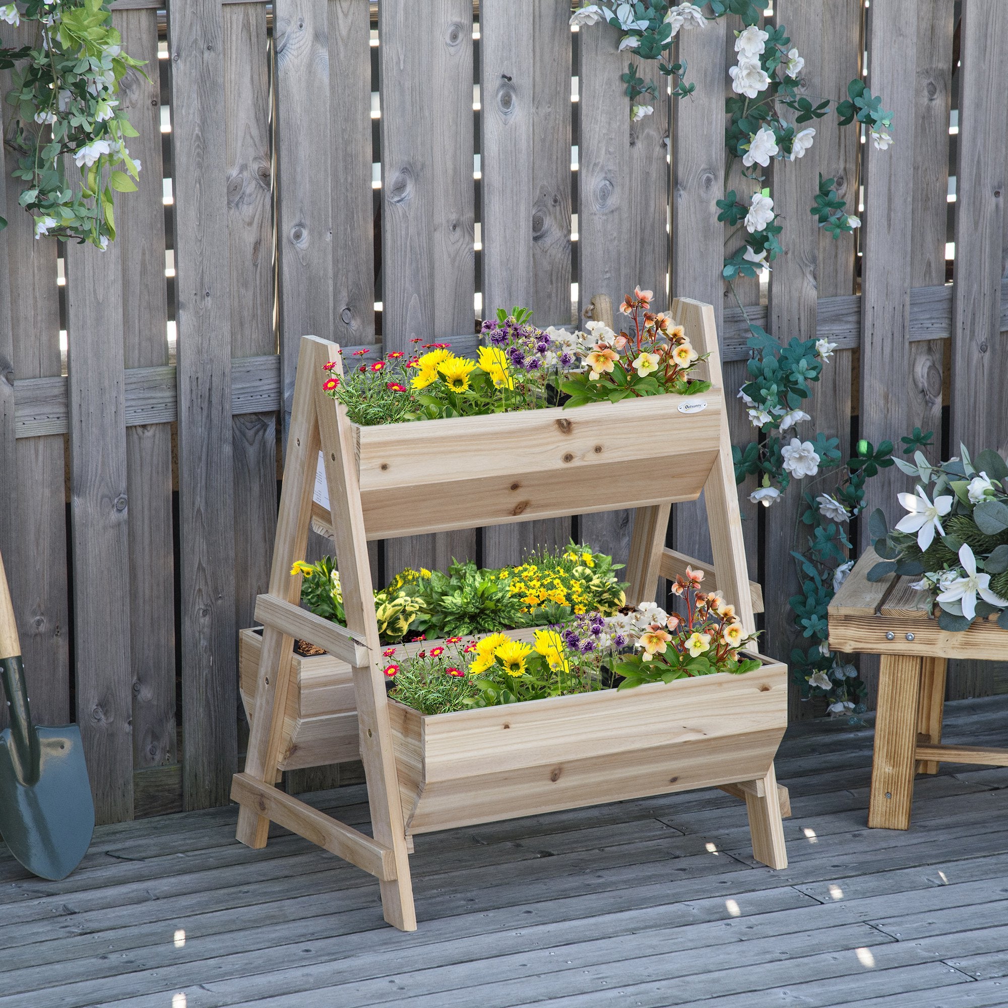 Wood Raised Garden Bed Planter Box with Stand - Home Symphony