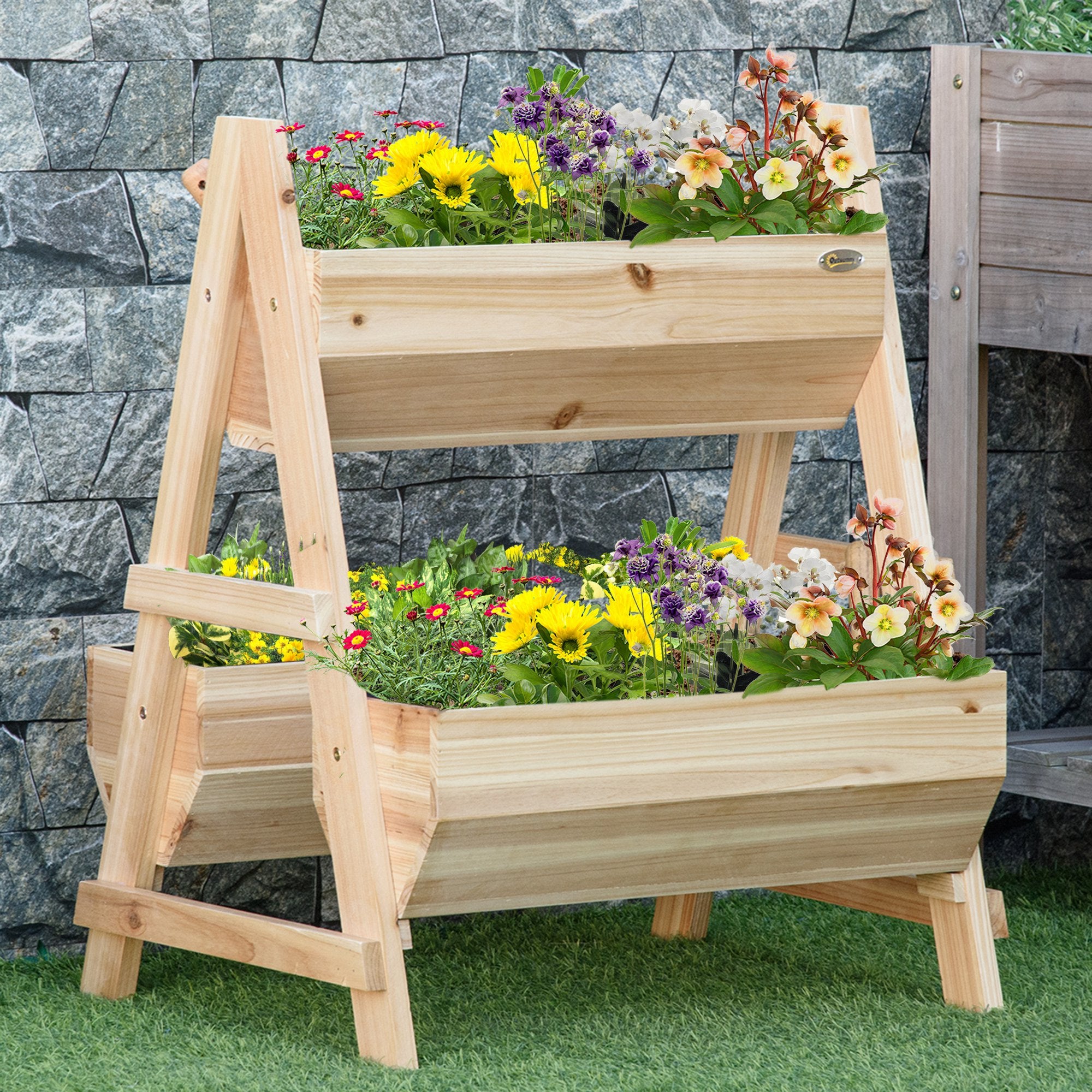 Wood Raised Garden Bed Planter Box with Stand - Home Symphony