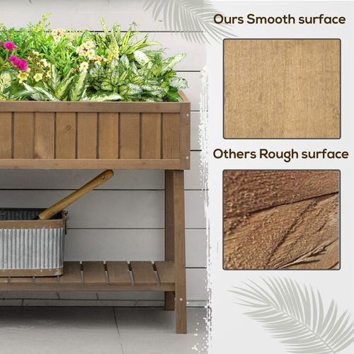 Wooden Raised Bed Container Garden Plant Stand 8 Boxes 110x46x76cm Brown - Home Symphony