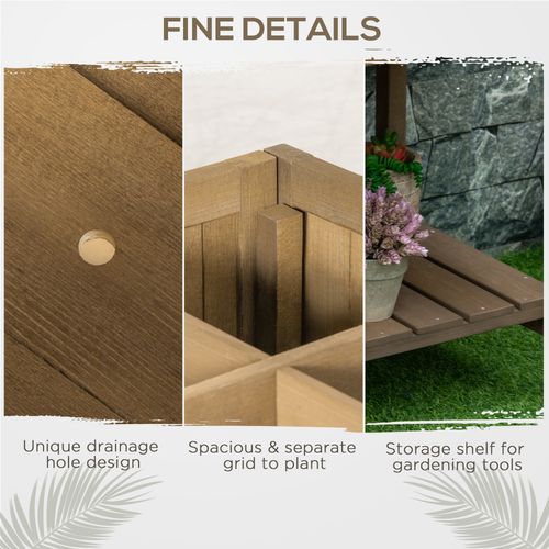 Wooden Raised Bed Container Garden Plant Stand 8 Boxes 110x46x76cm Brown - Raised Beds from Outsunny