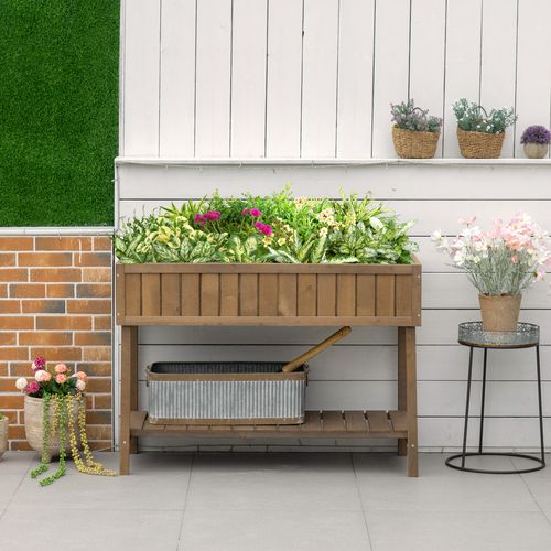 Wooden Raised Bed Container Garden Plant Stand 8 Boxes 110x46x76cm Brown - Raised Beds from Outsunny