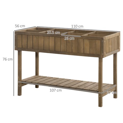 Wooden Raised Bed Container Garden Plant Stand 8 Boxes 110x46x76cm Brown - Raised Beds from Outsunny