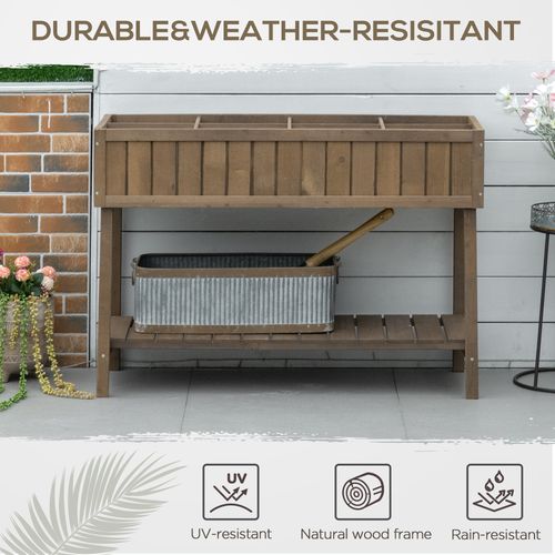 Wooden Raised Bed Container Garden Plant Stand 8 Boxes 110x46x76cm Brown - Raised Beds from Outsunny