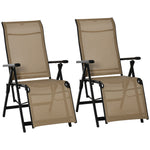 2 Sun Lounger Folding Reclining Lounge Chairs 10 Back & Leg Positions - Sun Lounger from Outsunny