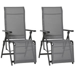 2 Sun Lounger Folding Reclining Lounge Chairs 10 Back & Leg Positions - Sun Lounger from Outsunny