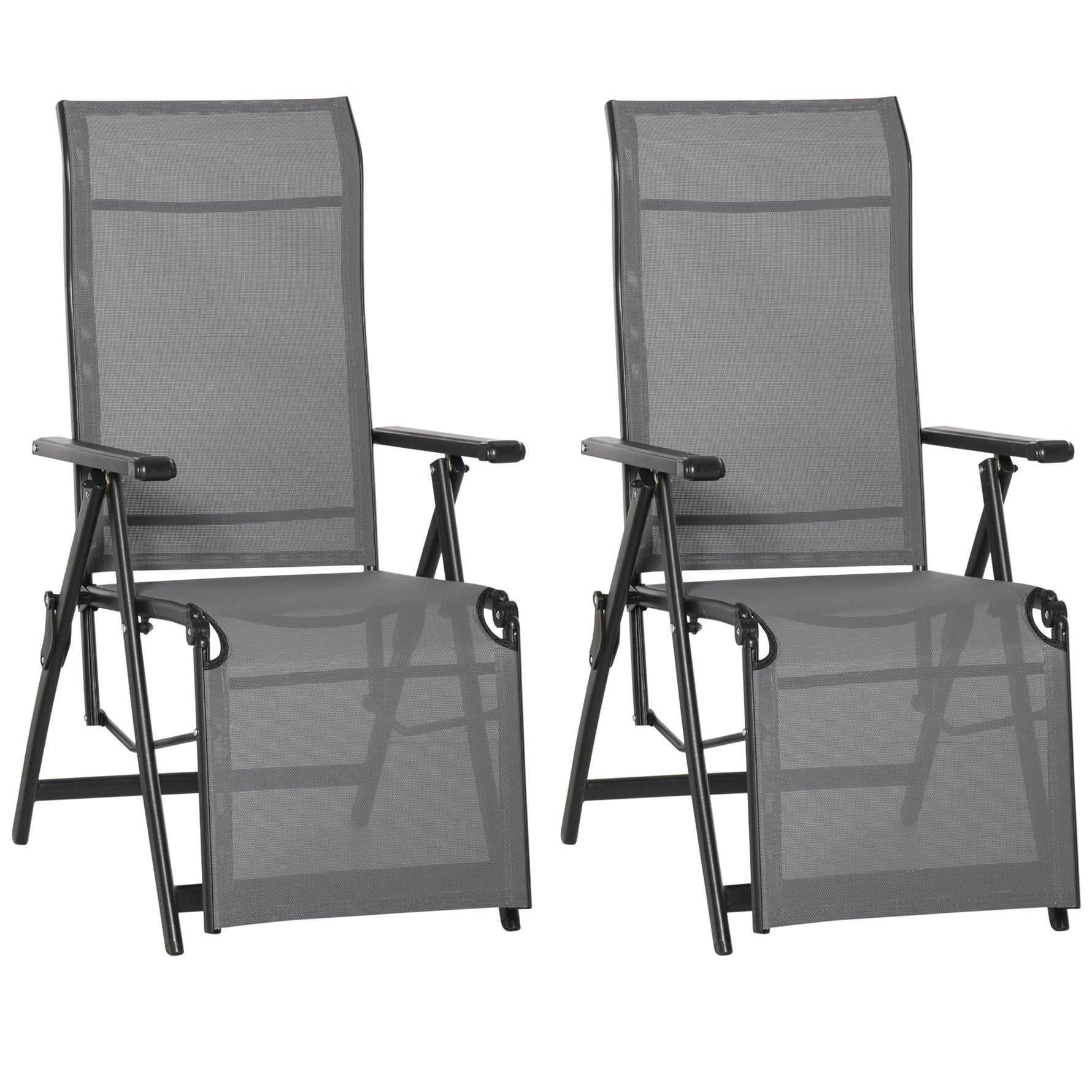 2 Sun Lounger Folding Reclining Lounge Chairs 10 Back & Leg Positions - Sun Lounger from Outsunny
