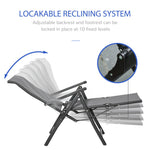 2 Sun Lounger Folding Reclining Lounge Chairs 10 Back & Leg Positions - Sun Lounger from Outsunny