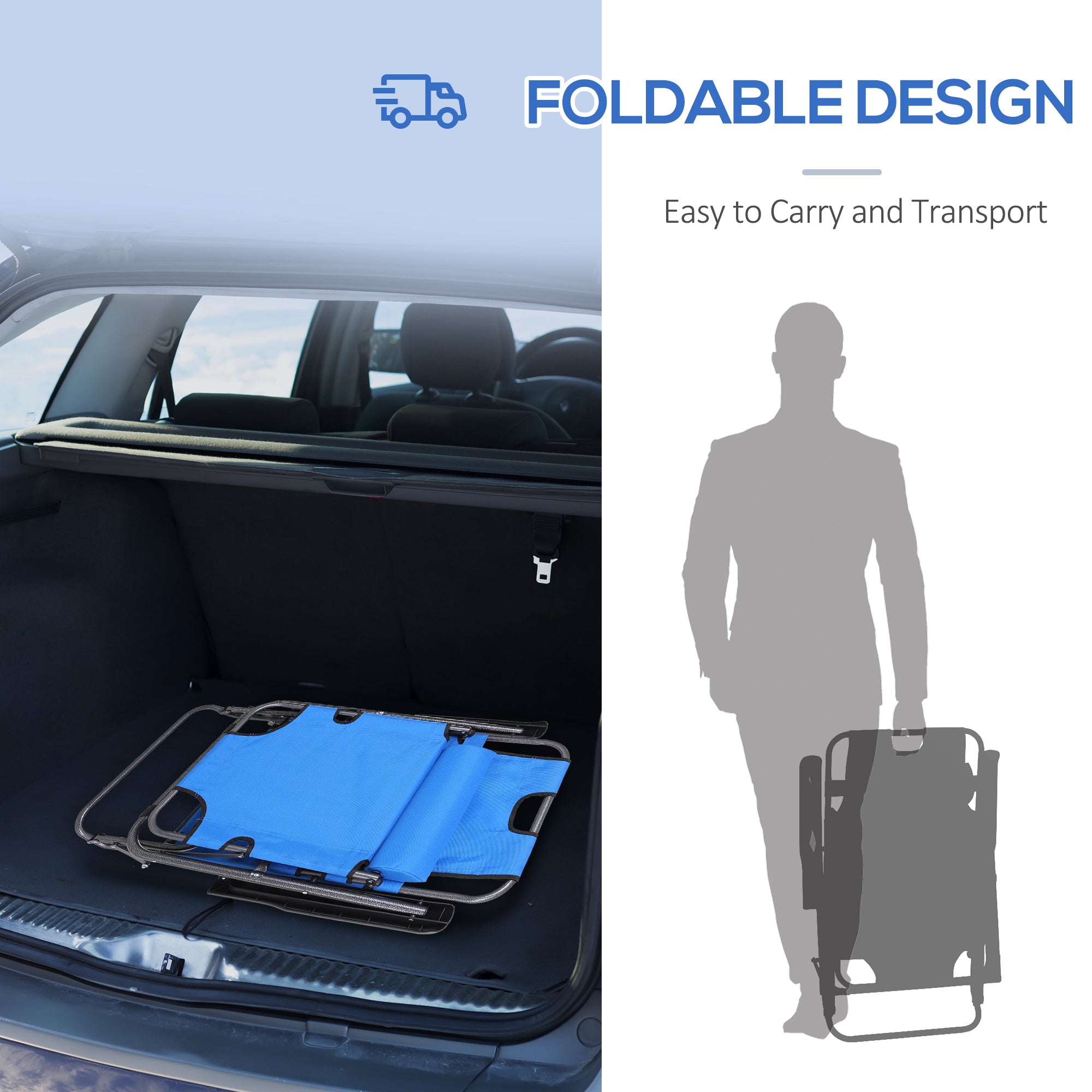 2 in 1 Sun Lounger Folding Reclining Chair Camping Adjustable Back & Pillow - Sun Lounger from Outsunny