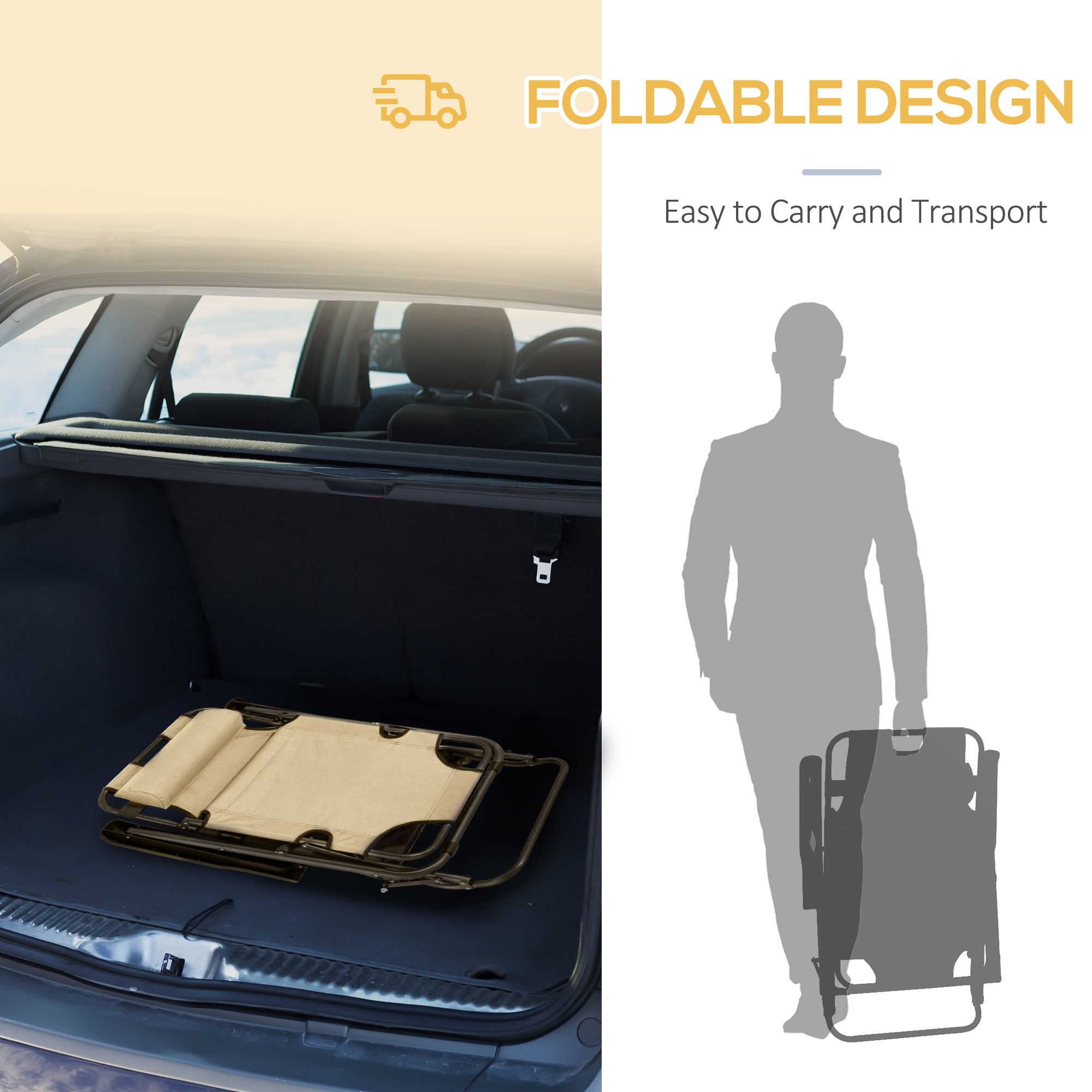 2 in 1 Sun Lounger Folding Reclining Chair Camping Adjustable Back & Pillow - Sun Lounger from Outsunny