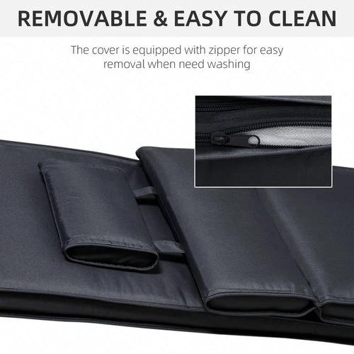 Outsunny Outsunny Garden Sun Lounger Chair Cushion Reclining Relaxer Indoor Outdoor Black - Sun Lounger