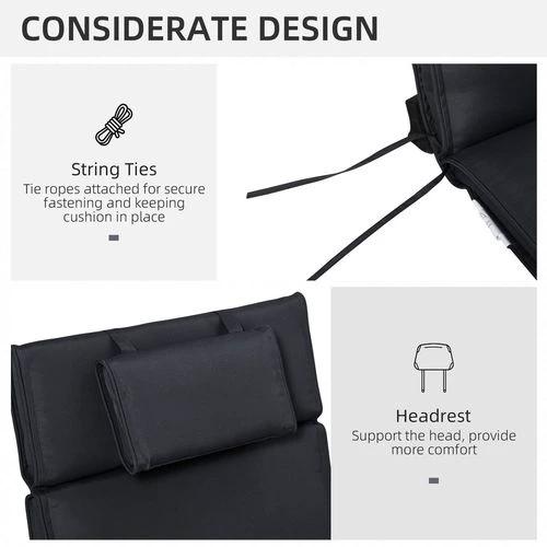 Outsunny Outsunny Garden Sun Lounger Chair Cushion Reclining Relaxer Indoor Outdoor Black - Sun Lounger