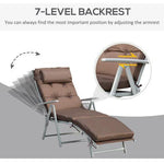 Outsunny Steel Frame Outdoor Garden Padded Sun Lounger w/ Pillow Brown by Outsunny