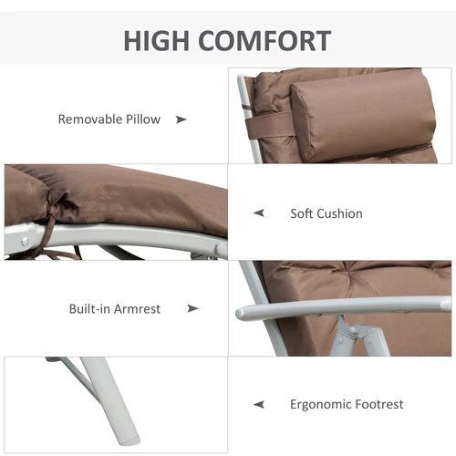 Outsunny Steel Frame Outdoor Garden Padded Sun Lounger w/ Pillow Brown by Outsunny