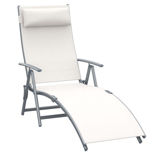 Outsunny Sun Lounger Recliner Foldable 7 Levels Texteline Cream White - Sun Lounger from Outsunny