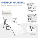 Outsunny Outsunny Sun Lounger Recliner Foldable 7 Levels Texteline Cream White - Sun Lounger