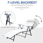 Outsunny Outsunny Sun Lounger Recliner Foldable 7 Levels Texteline Cream White - Sun Lounger