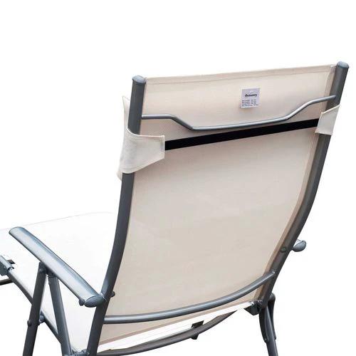 Outsunny Outsunny Sun Lounger Recliner Foldable 7 Levels Texteline Cream White - Sun Lounger